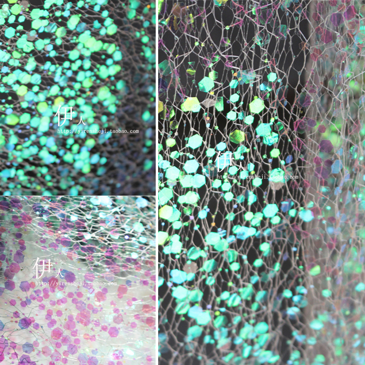 镭射幻彩亮片镂空设计师网布