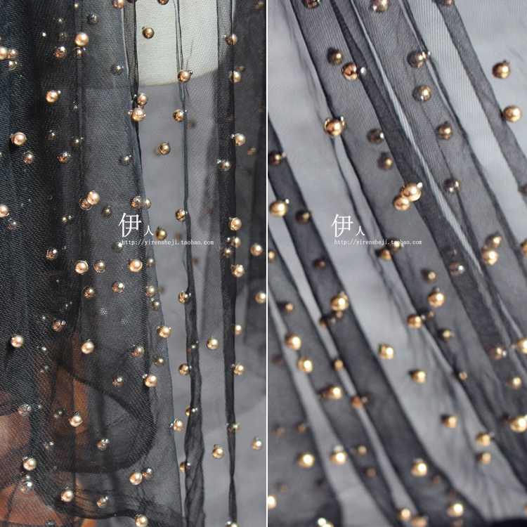 原创风立体加密重工钉珠蕾丝布料