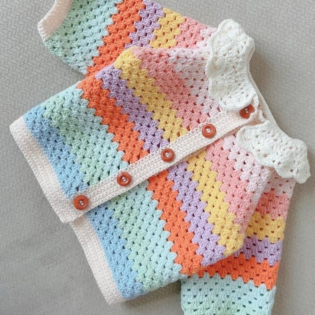 彩虹毛衣毛线材料包自己动手工diy编织钩针儿童亲子毛衣非成品