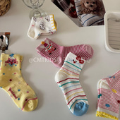 5双装 春夏女童薄款 网眼短袜儿童卡通可爱薄棉袜女宝宝无骨袜子