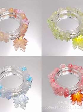 原创设计新款水墨枫叶水晶手链中式百搭高级感时尚手串景区热销款