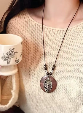禅意国风新中式复古项链毛衣链波西米亚民族风小众吊坠卫衣链配饰