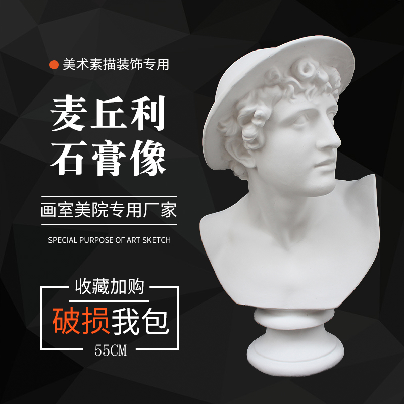 石膏像麦丘利头美术石膏教具石膏头像素描静物摆件石膏体雕塑美术