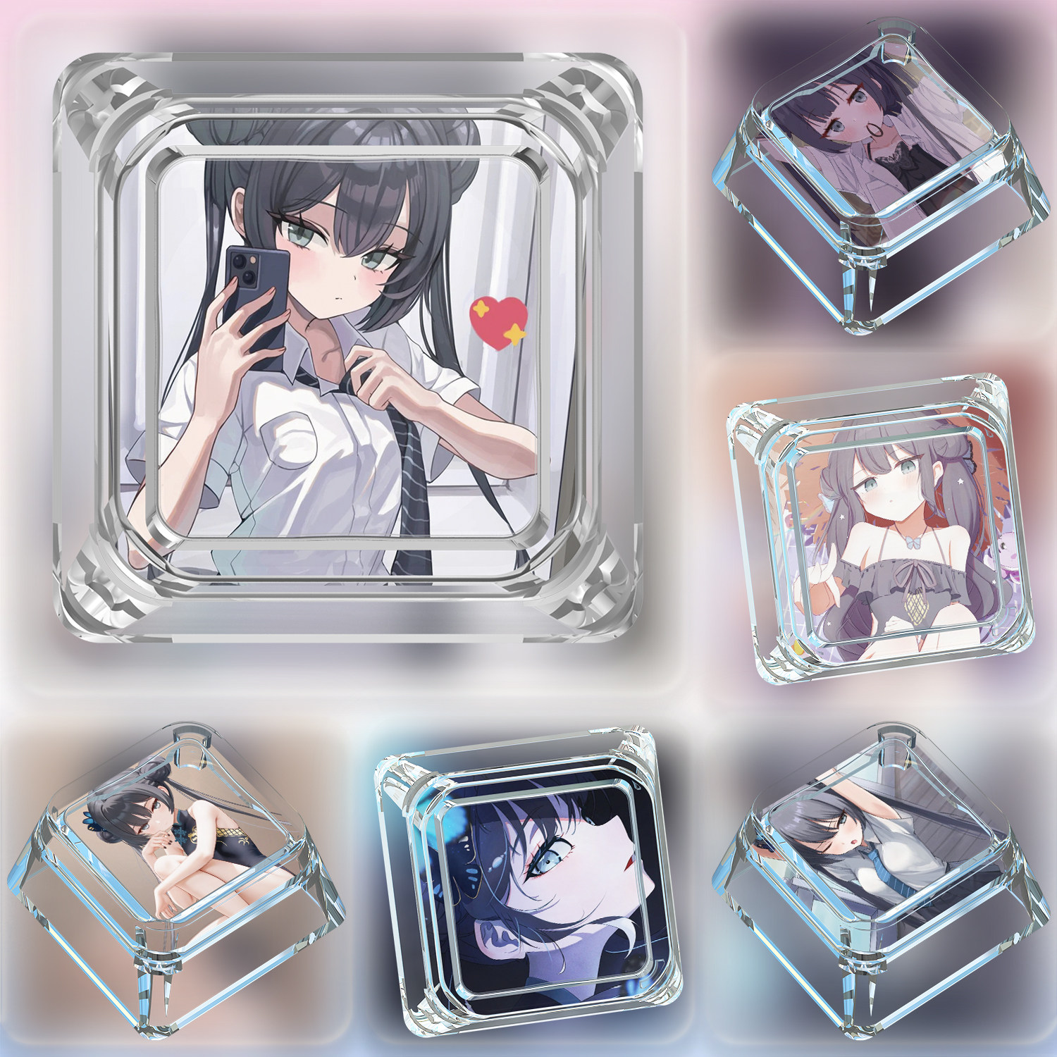 键帽单个龙华妃咲卡通茶轴十字轴蔚蓝档案机械键盘透明键帽挂件