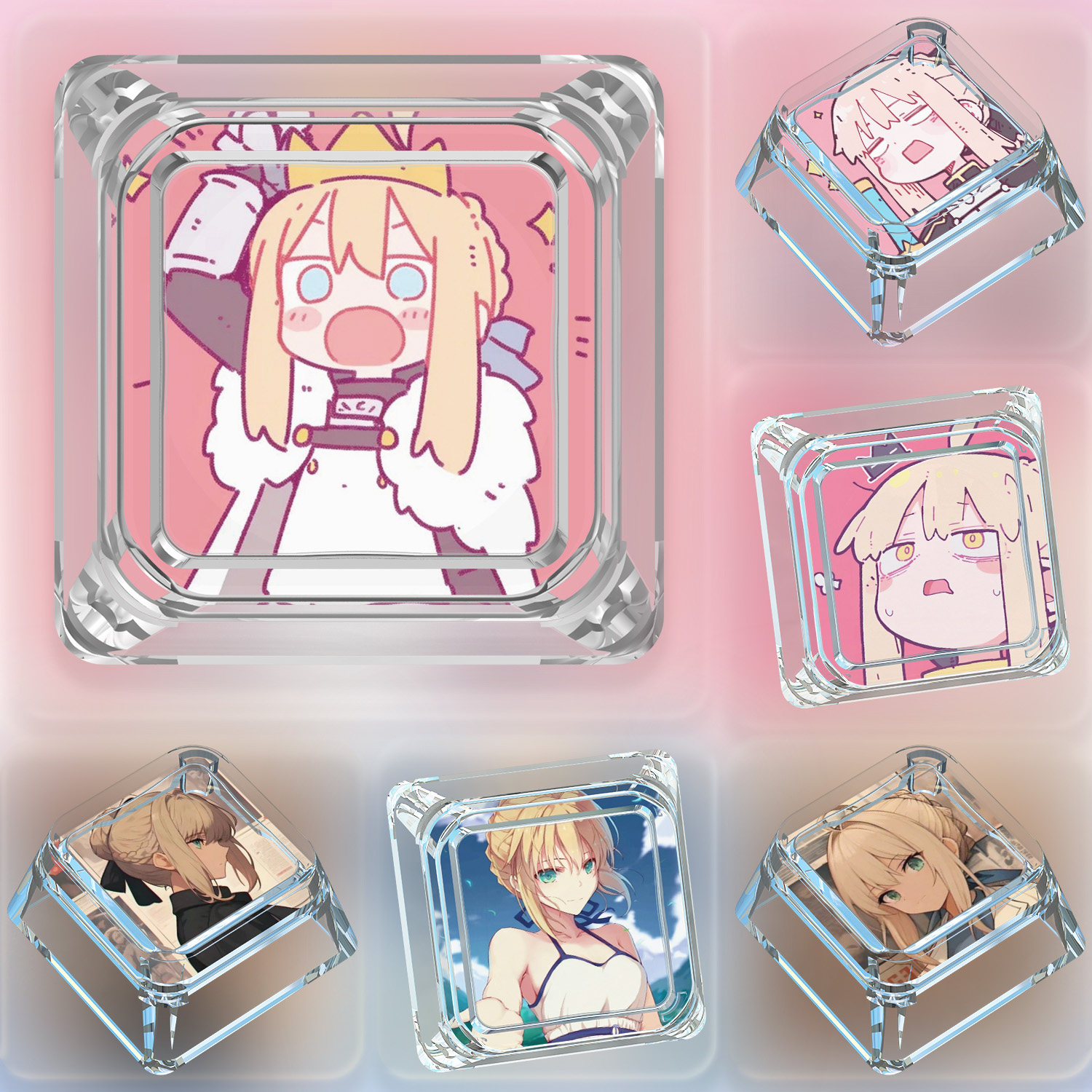 ESC键帽单个卡通可爱阿尔托莉雅Q版动漫wooting机械键盘透明键帽