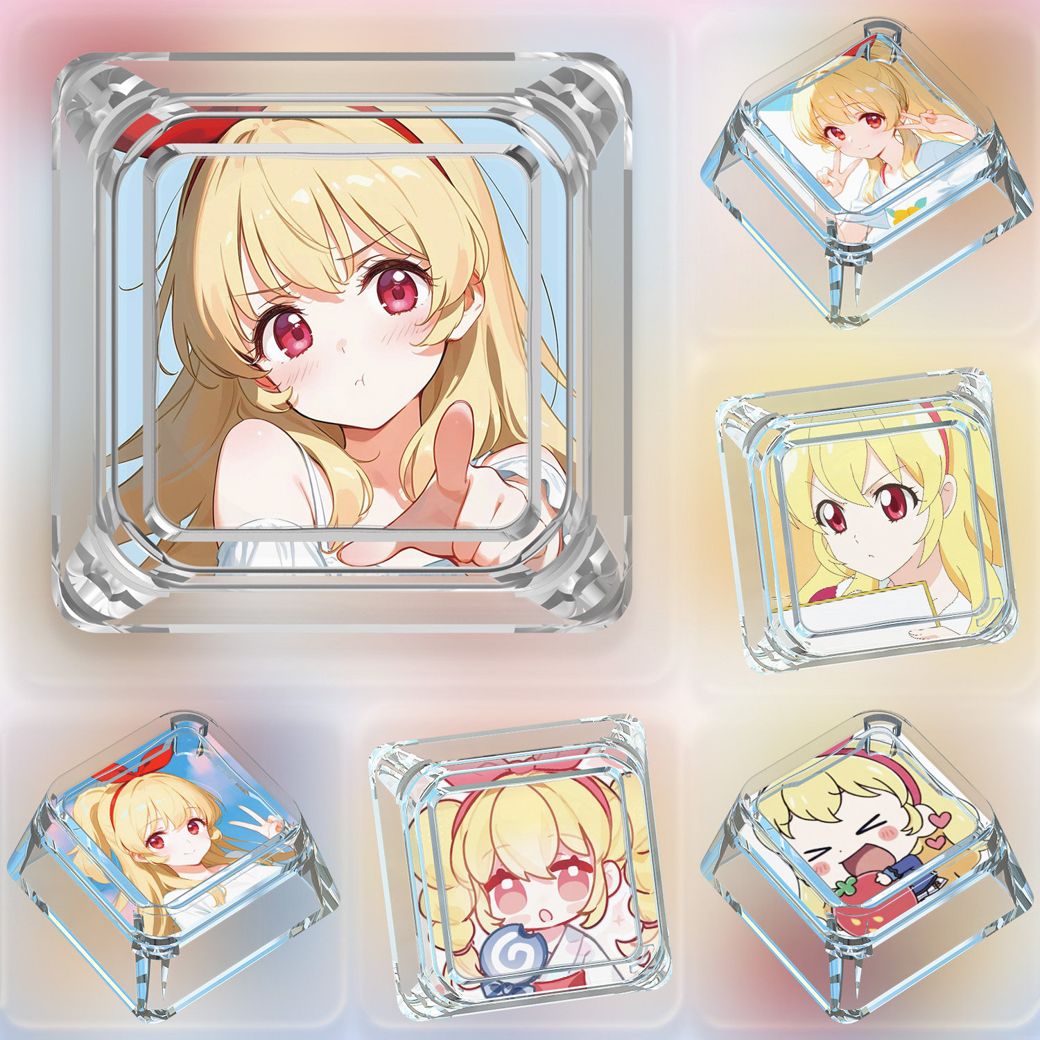 星宫莓键帽单个卡通可爱动漫十字轴游戏机械键盘透明透光键帽挂件