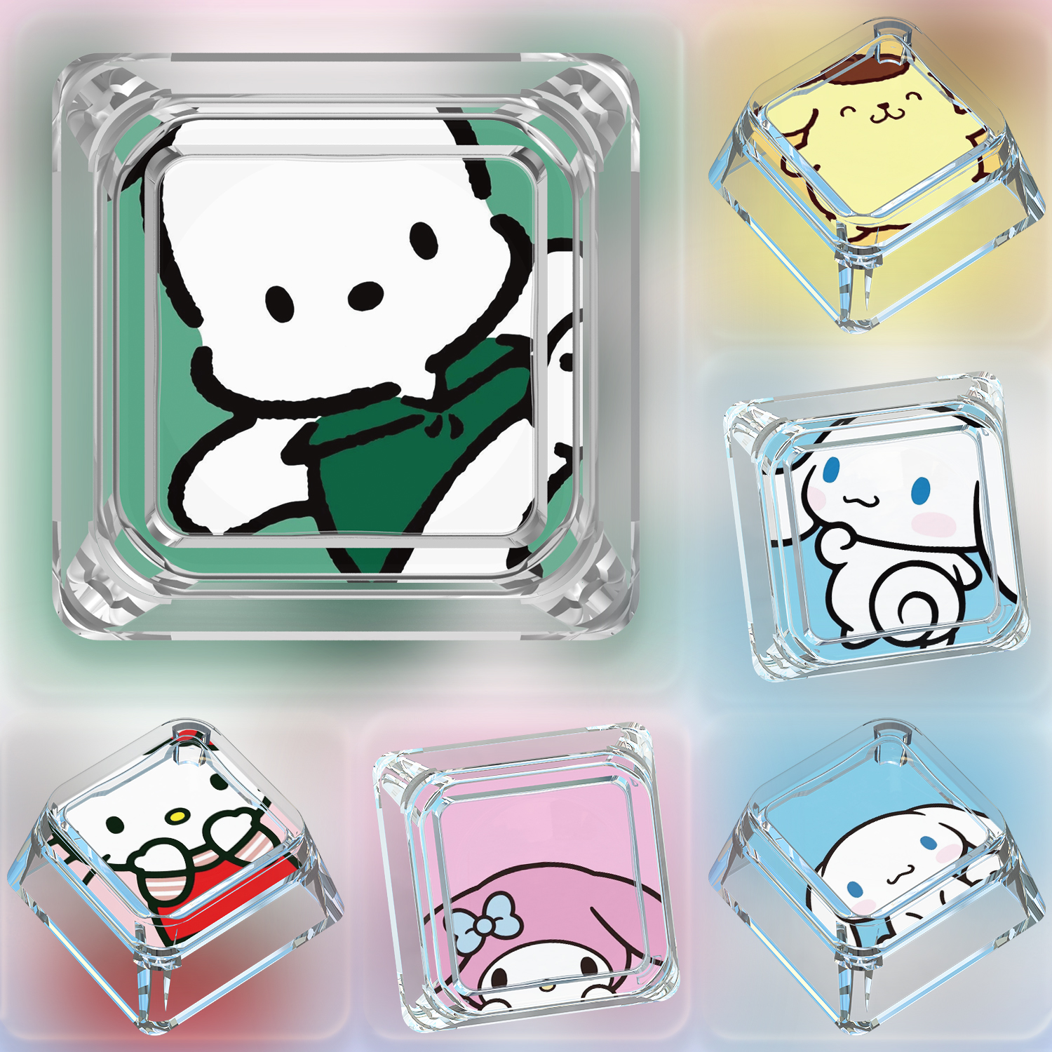 帕恰狗比丘兽键帽单个卡通可爱三丽鸥KT猫美乐蒂动漫机械键盘键帽