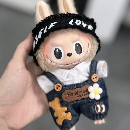 POPMART 17cm盲盒款拉布布衣服泡泡玛特马卡龙搪胶挂件LABUBU娃衣