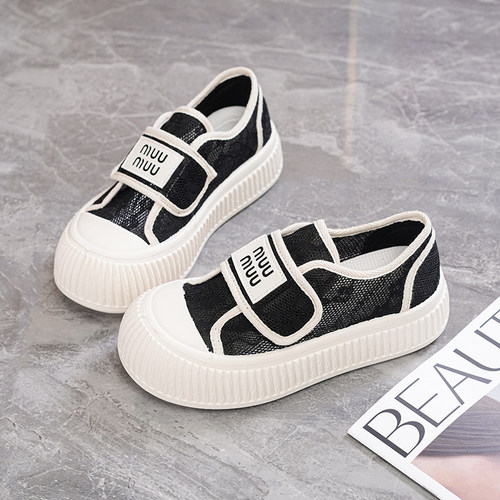儿童帆布鞋中大童女童网鞋2024夏季新款潮牌网红板鞋青少年运动鞋