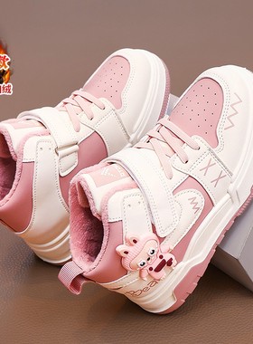 ABC defier女童鞋子拉布布加绒二棉鞋2025冬保暖运动高帮板鞋红色