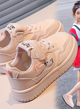 ABC defier女童鞋子HelloKitty卡通公主鞋小学生小白鞋皮面运动鞋