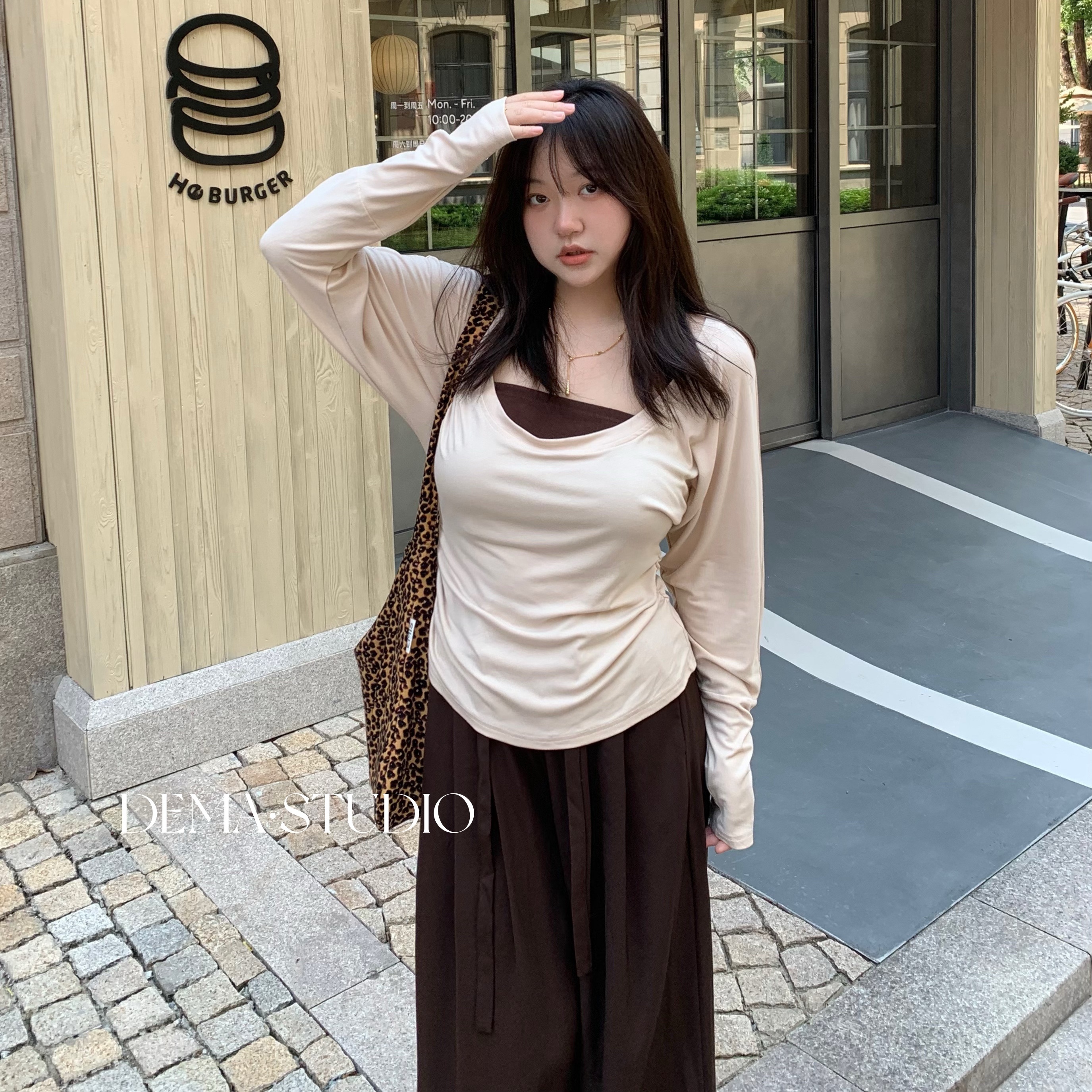 设计感显瘦长袖上衣秋季两件套