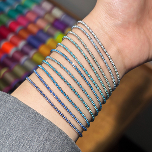 本命年18K法国小红绳编制珠珠baby蓝手链女情侣款幸运手绳送礼物