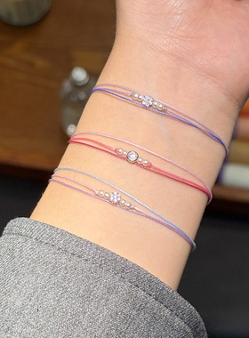 S925银绿松石珍珠7钻手链百搭