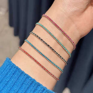 王昶同款本命年镀18K法国小红绳编制珠珠手链女男情侣闺蜜幸运