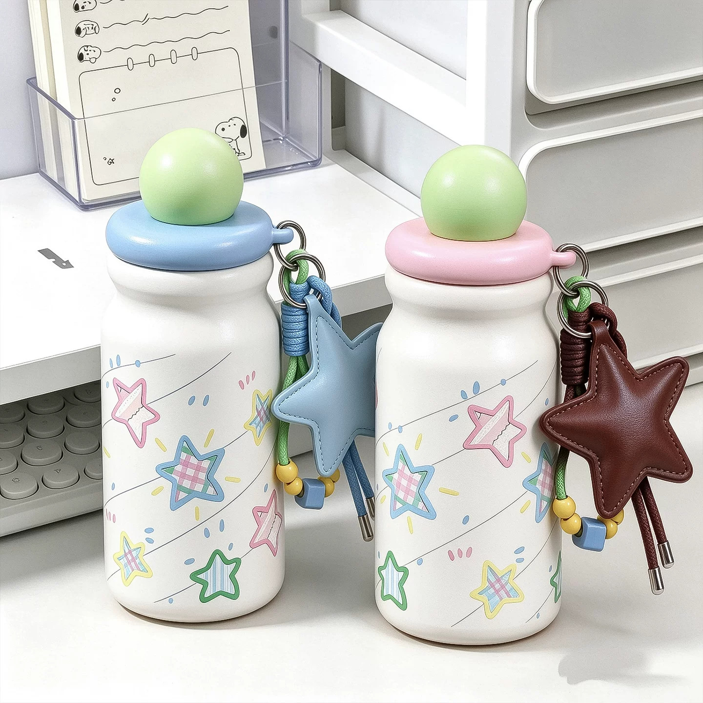 星星保温杯女生高颜值茶水分离水杯子实用小巧便携不锈钢吸管水壶
