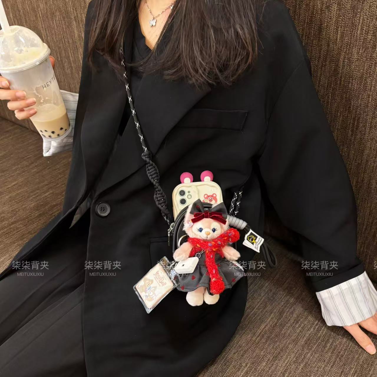 手机背夹-不含壳红色围巾贝儿手手机挂件/手机链