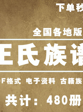 王氏宗谱家谱老族谱大合集姓氏修谱研究收藏电子版王氏族谱家谱