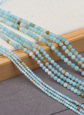 天然亚马逊天河石切面刻面圆珠串珠散珠diy手工制作饰品配件长链