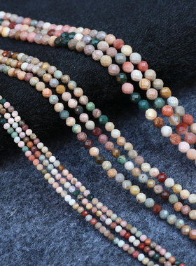 2/3/4mm天然阿拉善切面刻面小圆珠散珠 diy手串手链项链饰品配饰