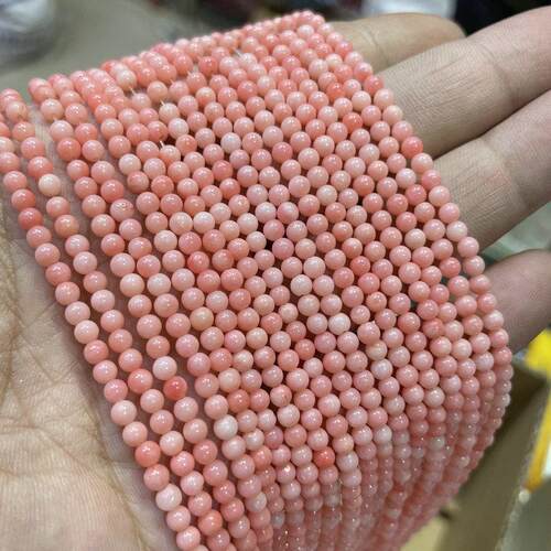 天然海竹珊瑚 3mm染色粉色珊瑚圆珠 diy手工璎珞发簪流苏饰品配件