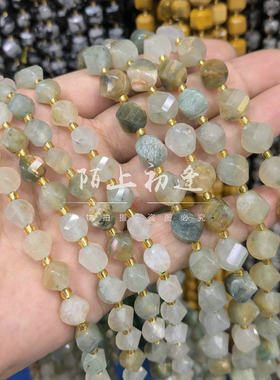 绿草丝S形螺旋切面圆珠半成品 diy编织手串珠串饰品服饰配件材料