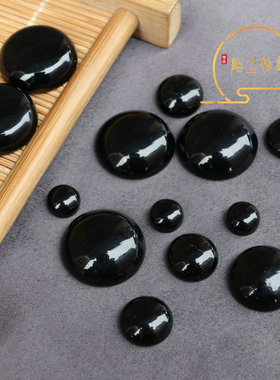 diy天然半圆裸石镶嵌发簪黑玛瑙