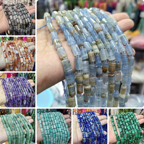 玛瑙水晶青金澳宝7*11mm随形切面圆柱形散珠 DIY手链项链饰品配饰