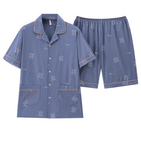 夏季老年人开衫短袖睡衣男爸爸装纯棉质7080岁爷爷休闲运动家居服