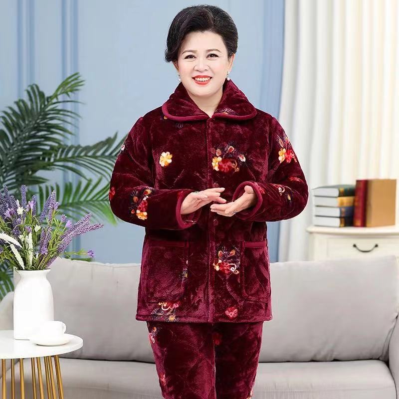 老太太东北防寒加厚家居服睡衣女