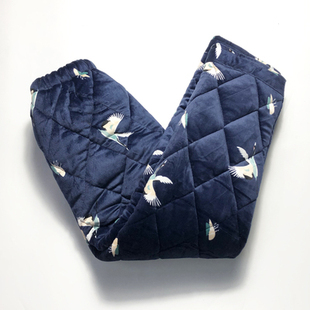 冬季爸爸外穿睡裤男保暖法兰绒爷爷三层夹棉休闲裤中老年超厚棉裤