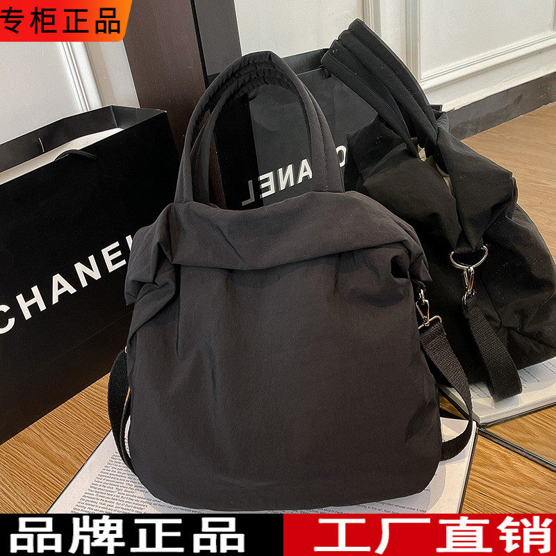 高级感时尚牛津布帆布女包黑色托特包女大容量单肩斜挎手提包百搭