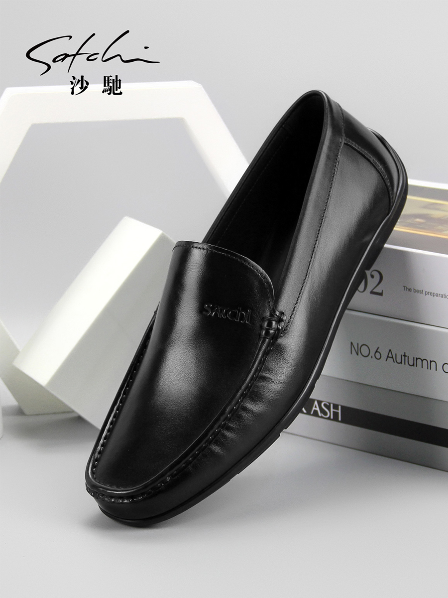 沙驰商务休闲鞋轻便透气豆豆鞋