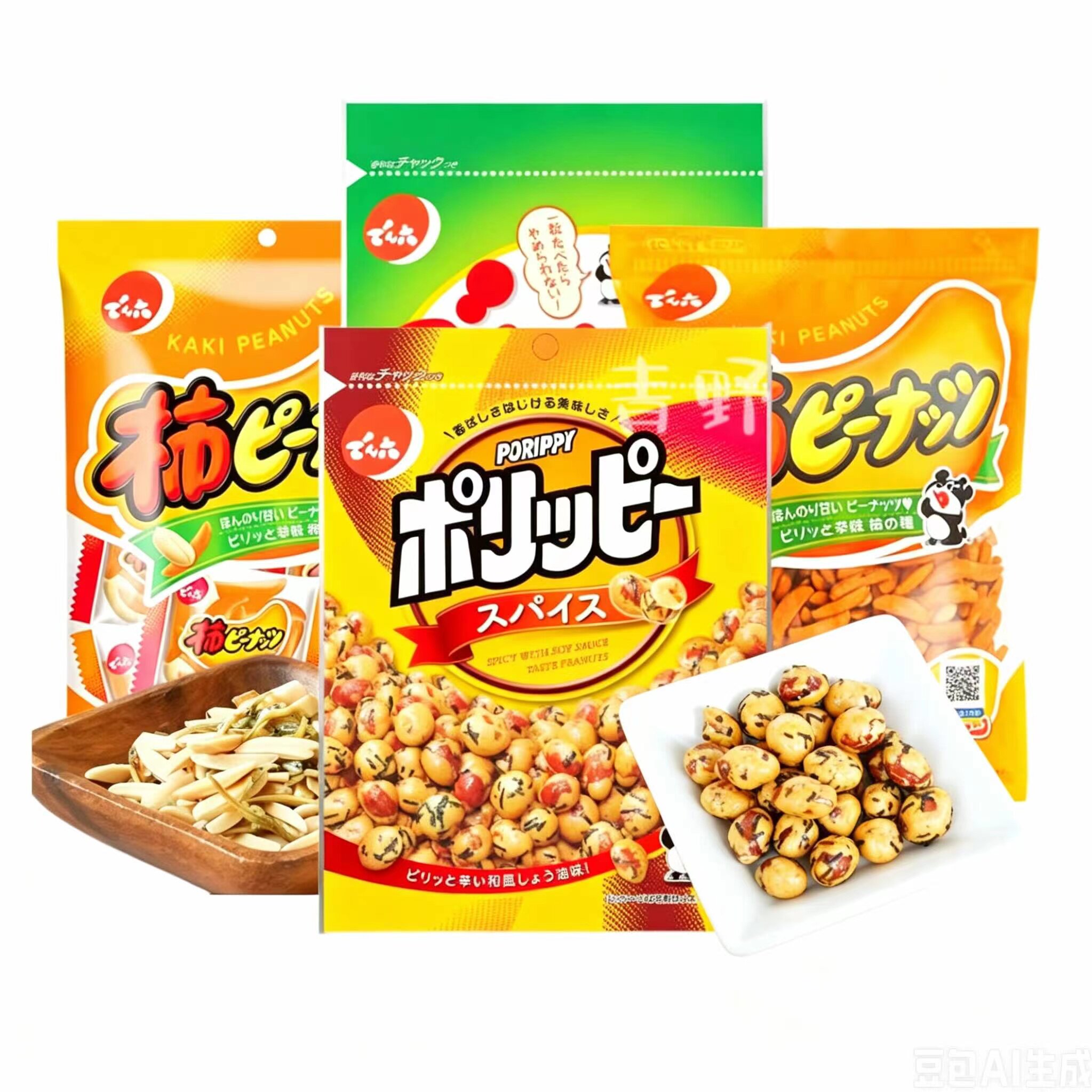 日本直邮脆皮花生豆柿种焦糖黄油盐味混合坚果杏仁小鱼干休闲零食