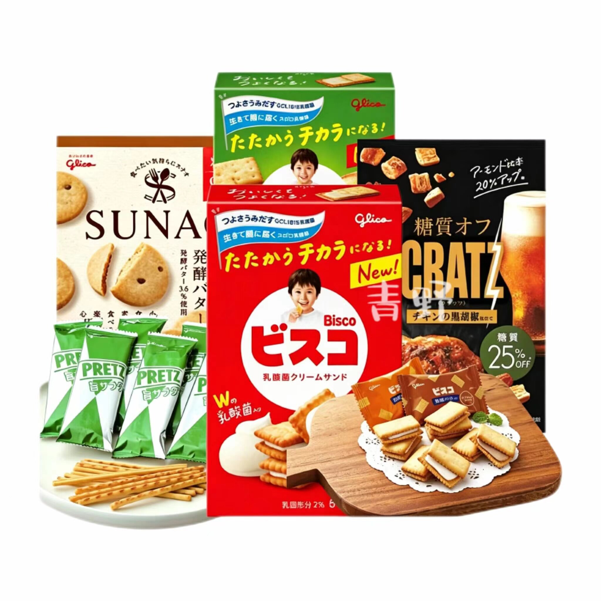 日本直邮格力高饼干棒夹心蛋卷牛奶黄油黑胡椒培根味酥饼休闲零食