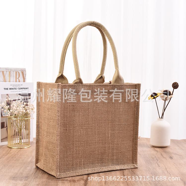 手提棉麻购物袋防水覆膜过胶黄麻布袋 帆布袋 彩印复古礼品袋