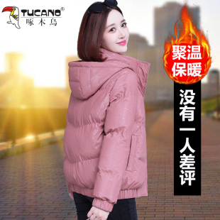 外套 小个子亮面免洗棉衣棉袄女装 啄木鸟羽绒棉服女冬季 2023年新款