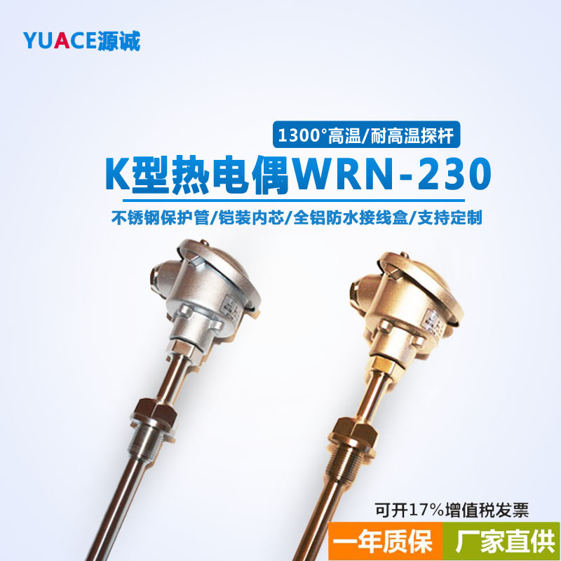 工业耐高温铠装热电偶k型探头pt100热电阻温度传感器wrnk-230