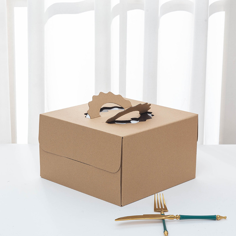 生日蛋糕盒子包装盒468101214寸牛皮纸手提单层双层点心盒子