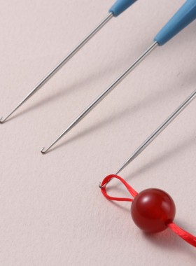 文玩穿珠工具精品钩针细针铜丝引线顶针细针穿蜜蜡星月菩提小孔珠