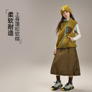 女童撞色摇粒绒马甲秋冬新款热感绒保暖抗静电大童校服内搭神器