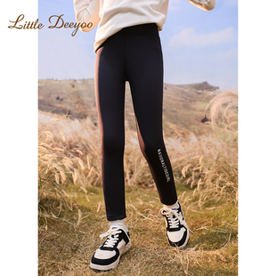 女童字母印花鲨鱼裤一体绒2026新款高弹力儿童高腰加绒加厚打底裤