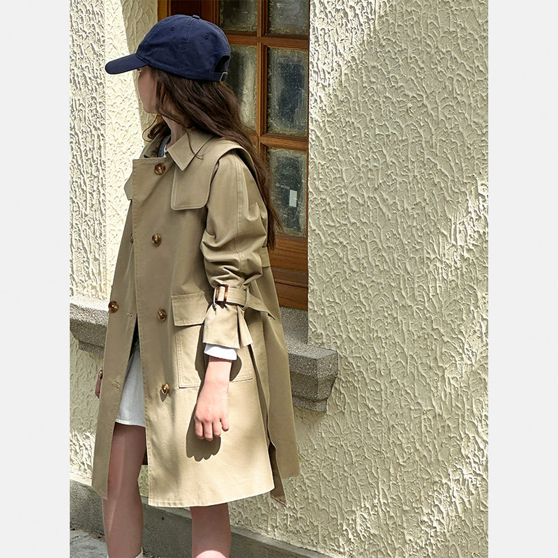 女童双排扣风衣2025春秋新款中大童英伦风儿童长款外套小个子春装,童装/婴儿装/亲子装,风衣,淘宝优惠券,粉丝福利购,淘宝优惠卷