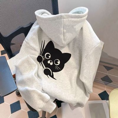 男生新款卫衣男款美式印花连帽春秋字母冬重磅加绒加厚白灰色黑色