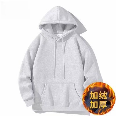 男生新款卫衣男款美式印花连帽春秋字母冬重磅加绒加厚白灰色黑色