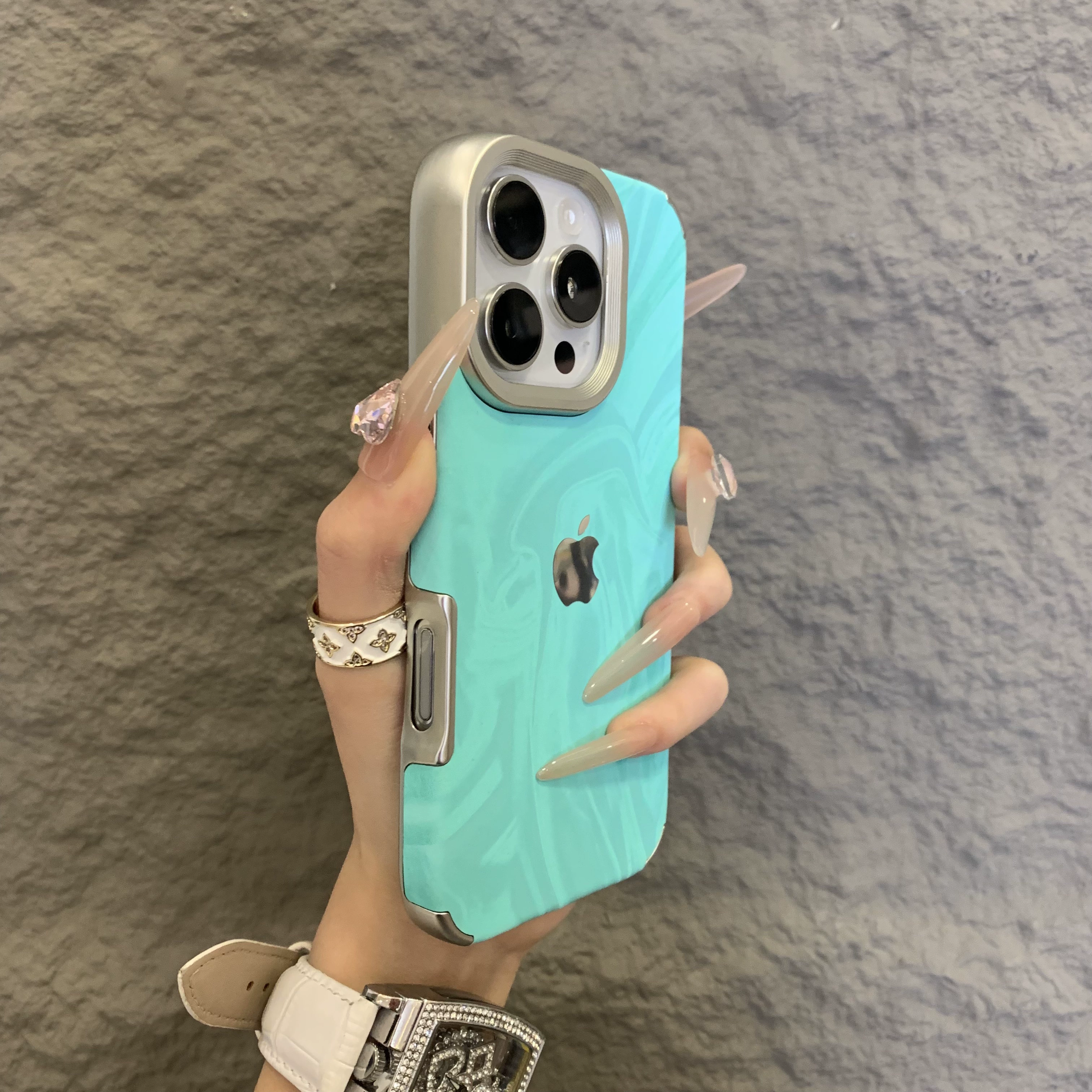 ins风新款电镀绒布水波纹适用iPhone17ProMax手机壳高颜值苹果16pro个性15promax新款13保护套14男女全包防摔