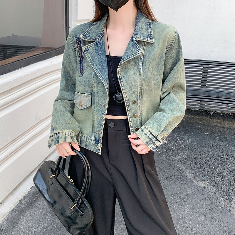 美式复古水洗牛仔外套女