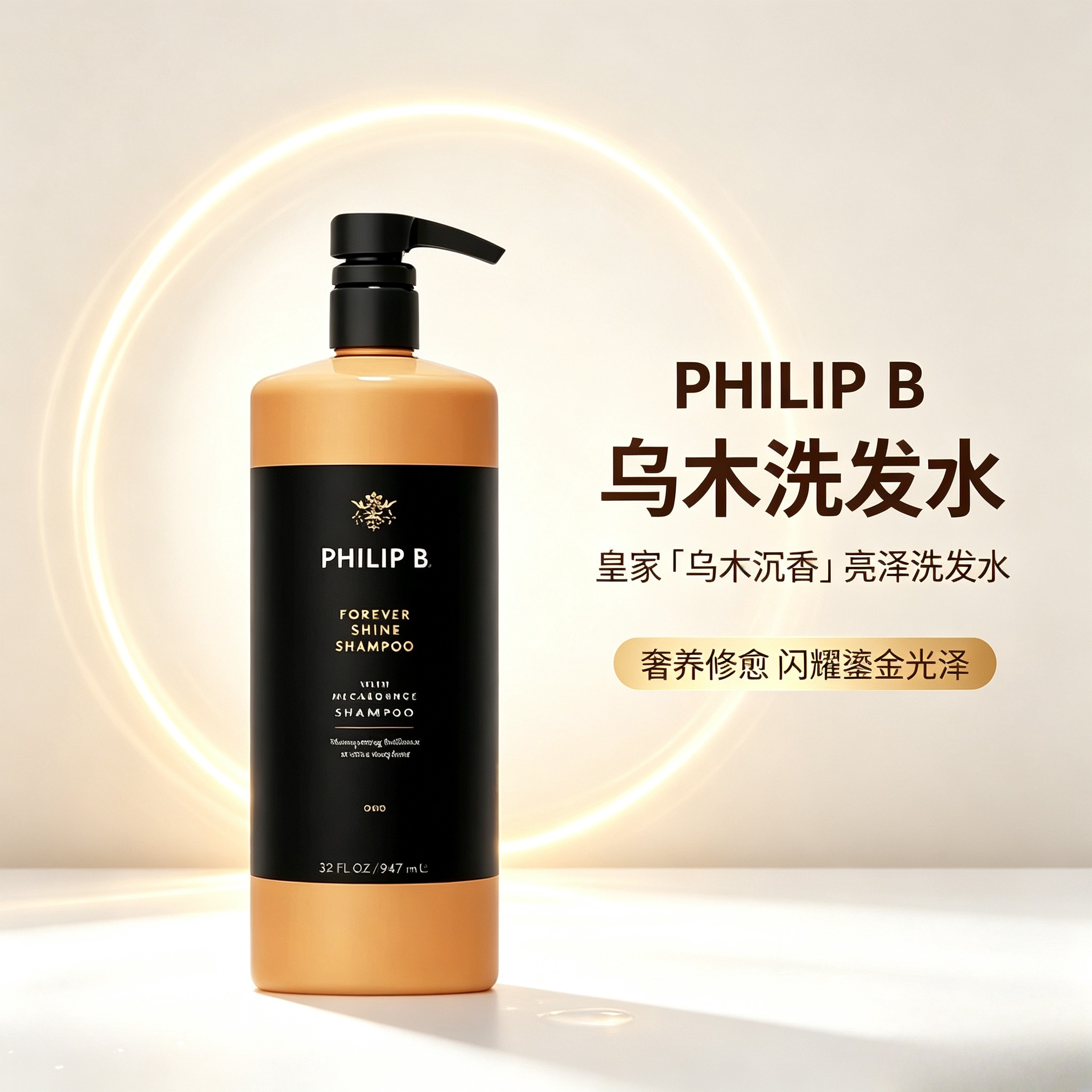 皇家乌木沉香琥珀闪亮洗发水护发素美国Philip B裴利毕947ml
