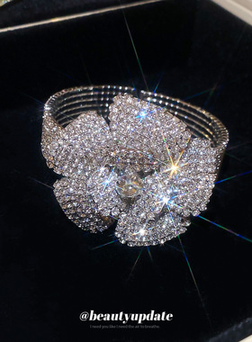 。花朵款水钻手镯开口手环密钻手环夜店酒吧健美走秀迎宾一只