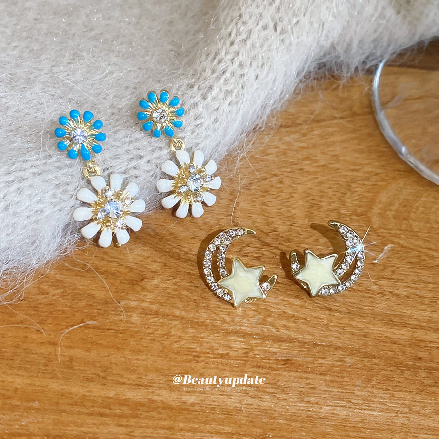 银针镶钻滴油花朵耳钉优雅小众时尚气质百搭耳环轻奢高级感耳饰女,饰品/流行首饰/时尚饰品新,耳钉,淘宝优惠券,粉丝福利购,淘宝优惠卷